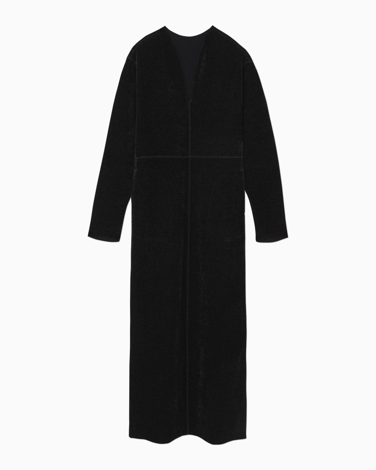 V-Neck Velour Knit Dress - black - Mame Kurogouchi