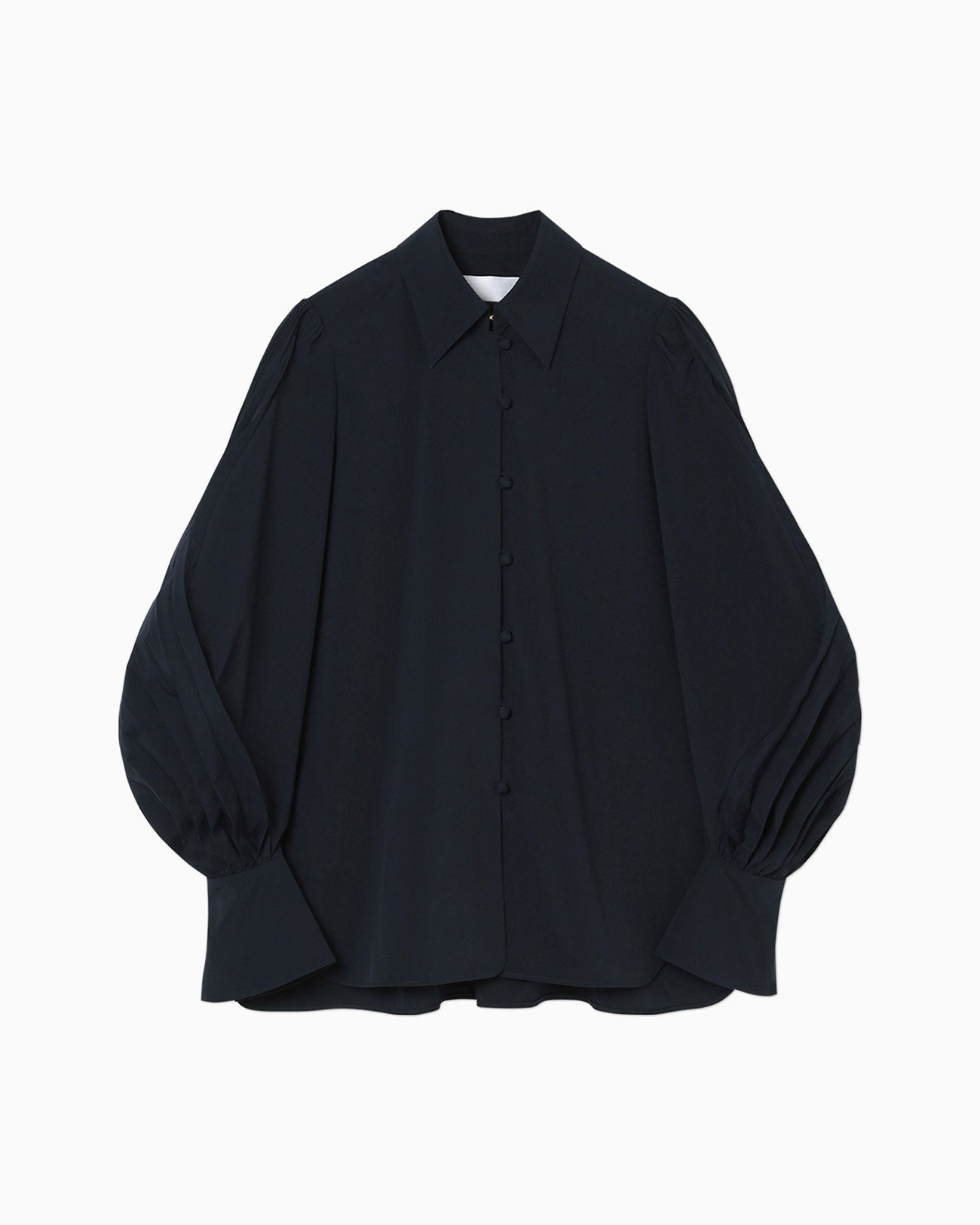 Curved Pleated Shirt - navy