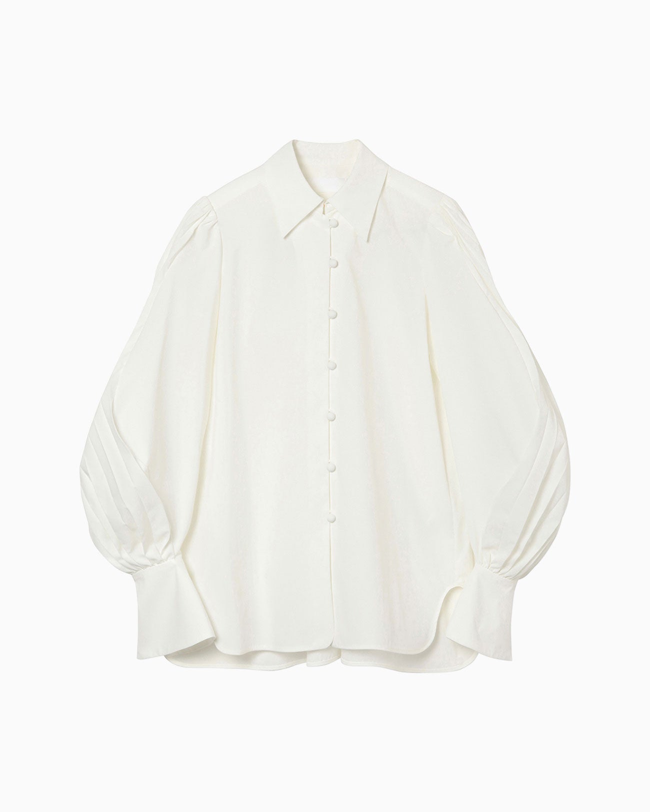 Curved Pleated Shirt - white