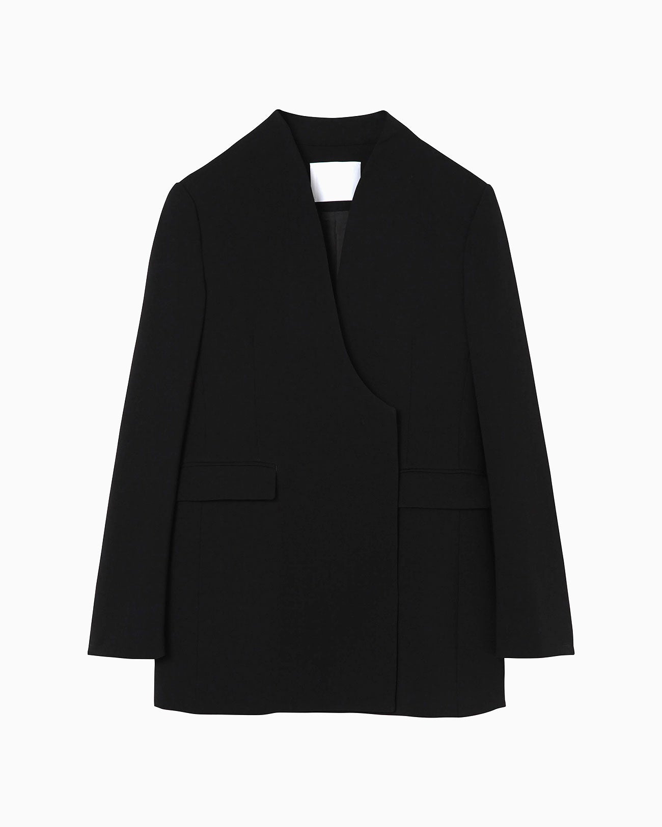 Collarless Double Breasted Suit Jacket - black - Mame Kurogouchi