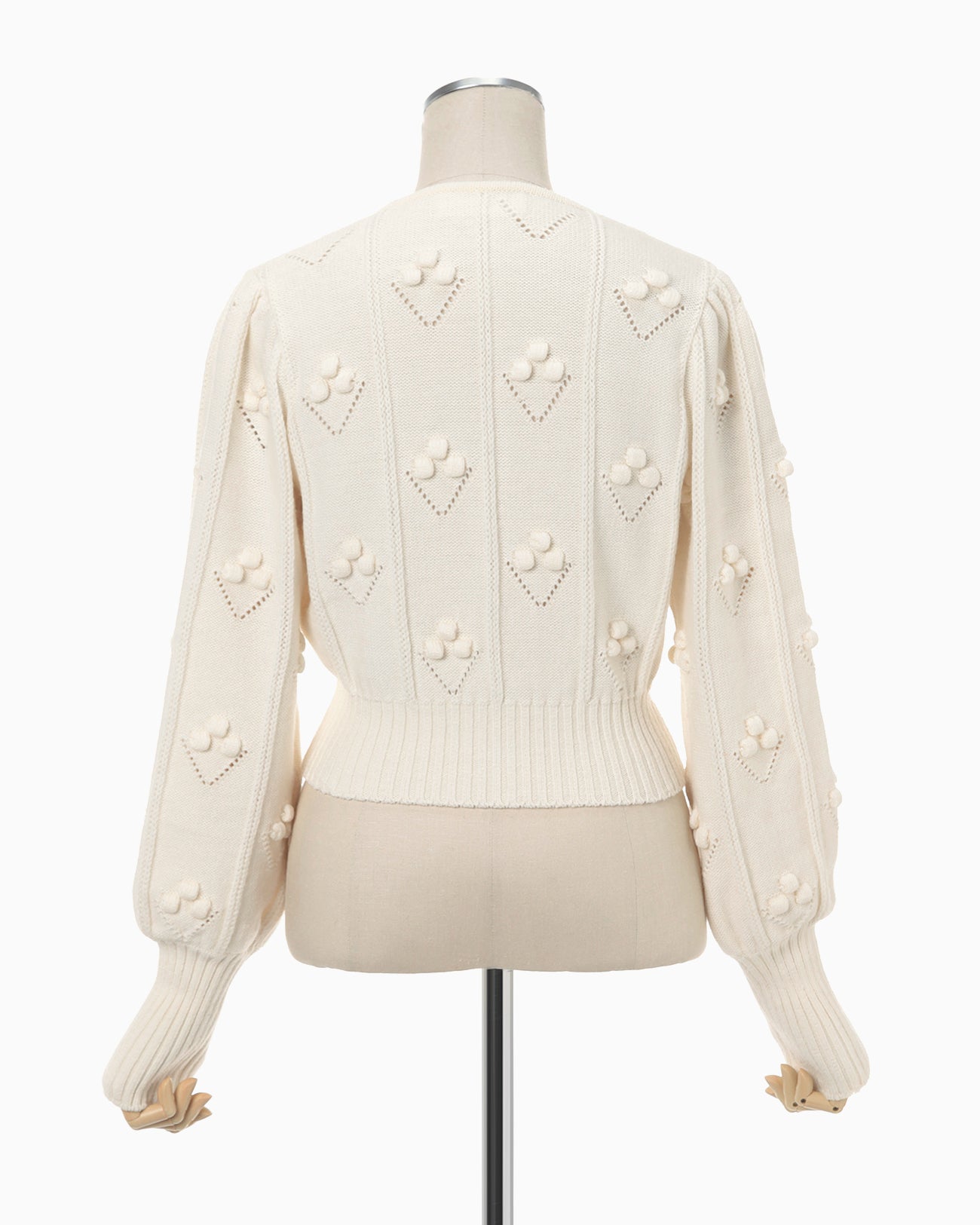 Bubble Pattern Cropped Knitted Cardigan - ecru - Mame Kurogouchi