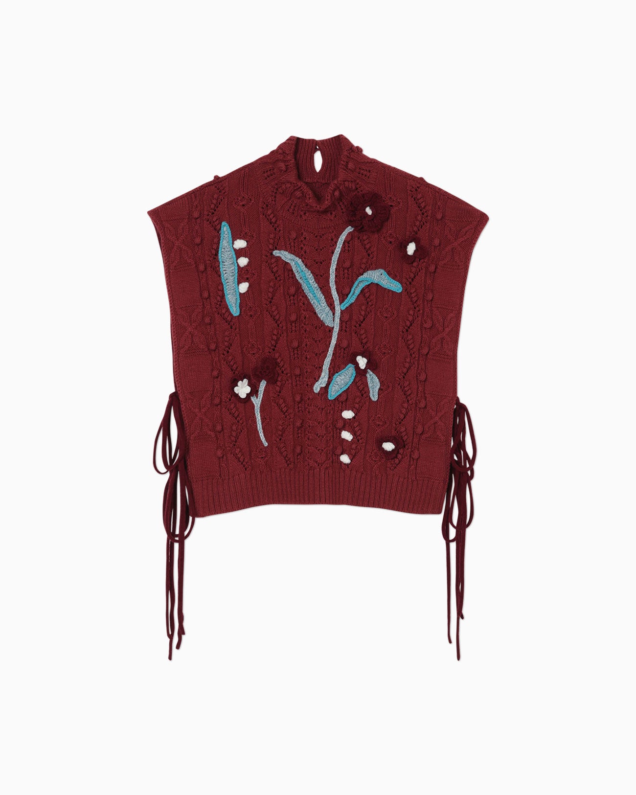mame Floral Motif Hand-knitted Vest - ベスト