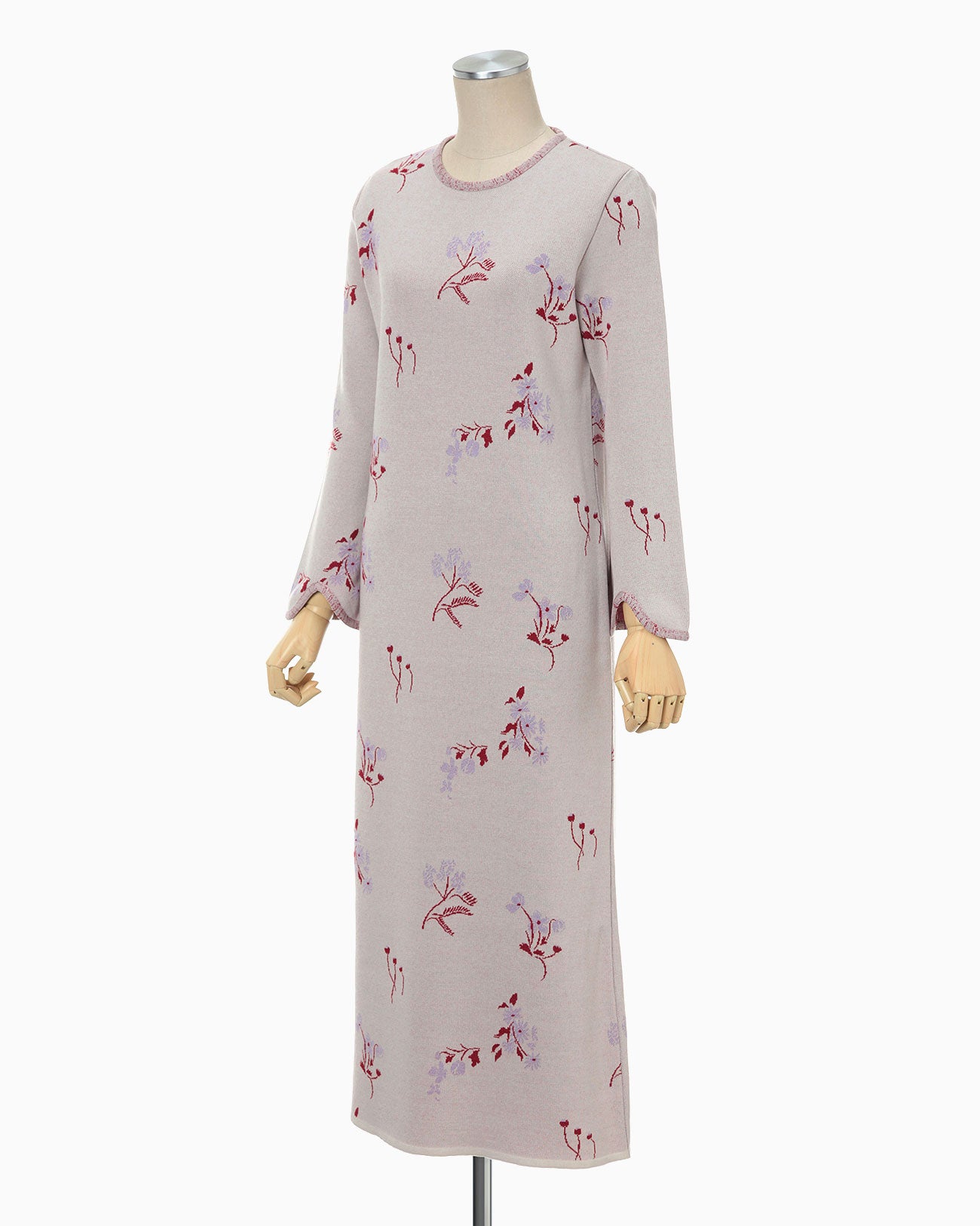 Floral Jacquard Knitted Dress - beige - Mame Kurogouchi