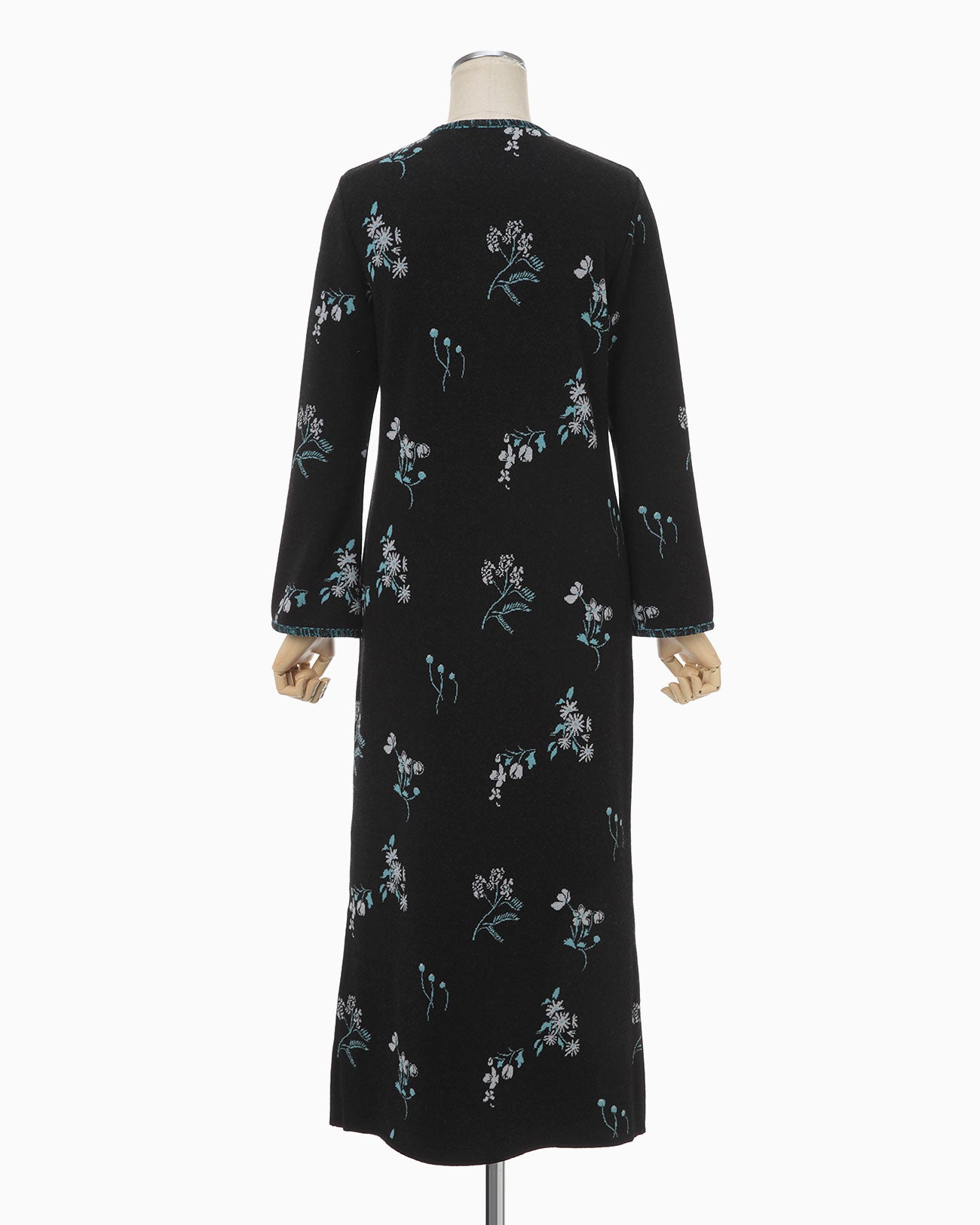 Floral Jacquard Knitted Dress - black - Mame Kurogouchi