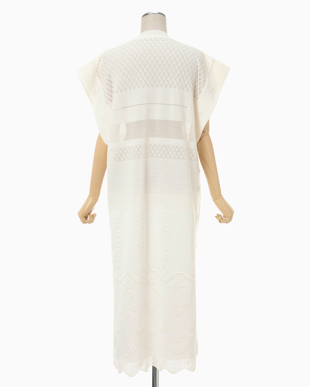 Multi-Pattern Sleeveless Knitted Dress - white - Mame Kurogouchi