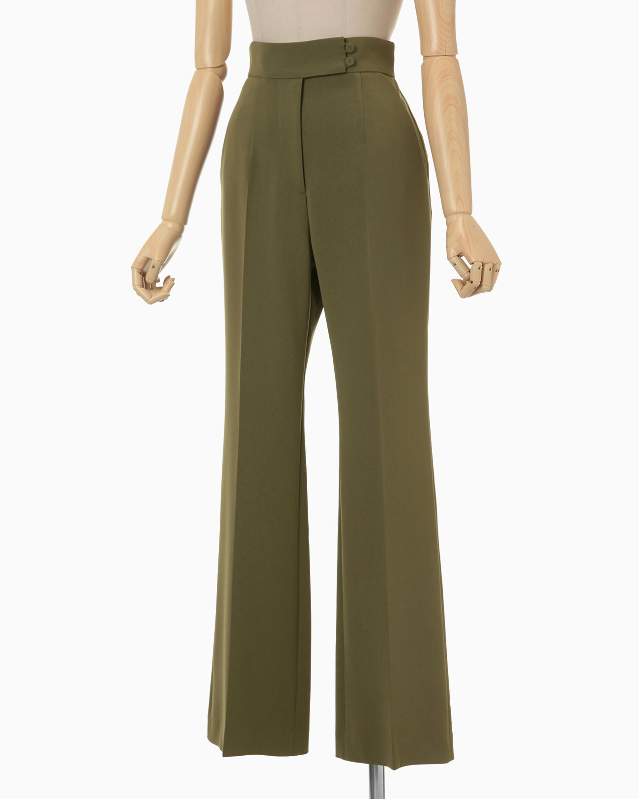 High Waisted Center Creased Suit Trousers - khaki - Mame Kurogouchi