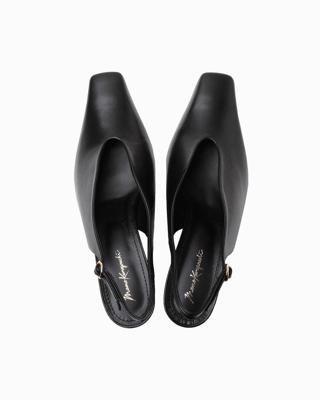 Curved Line Sling Back Heels - black - Mame Kurogouchi