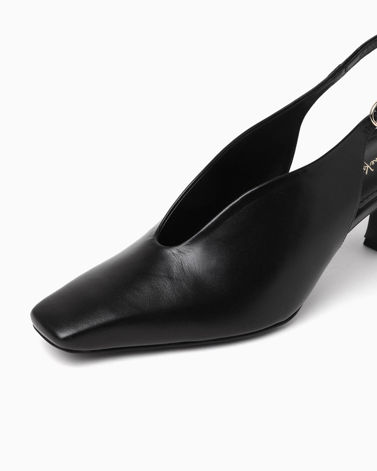 Curved Line Sling Back Heels - black - Mame Kurogouchi