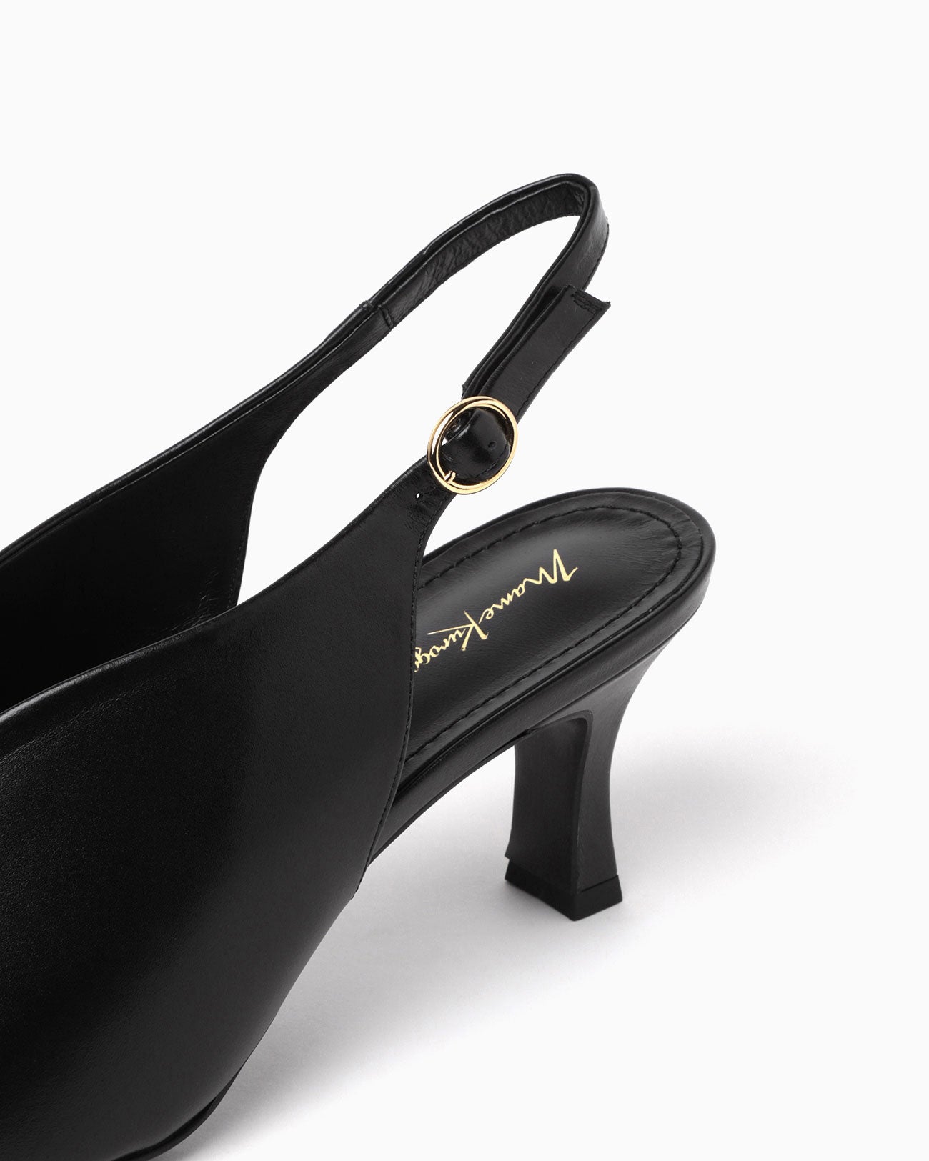 Curved Line Sling Back Heels - black - Mame Kurogouchi