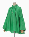 Silk Cotton Tucked Blouse - green