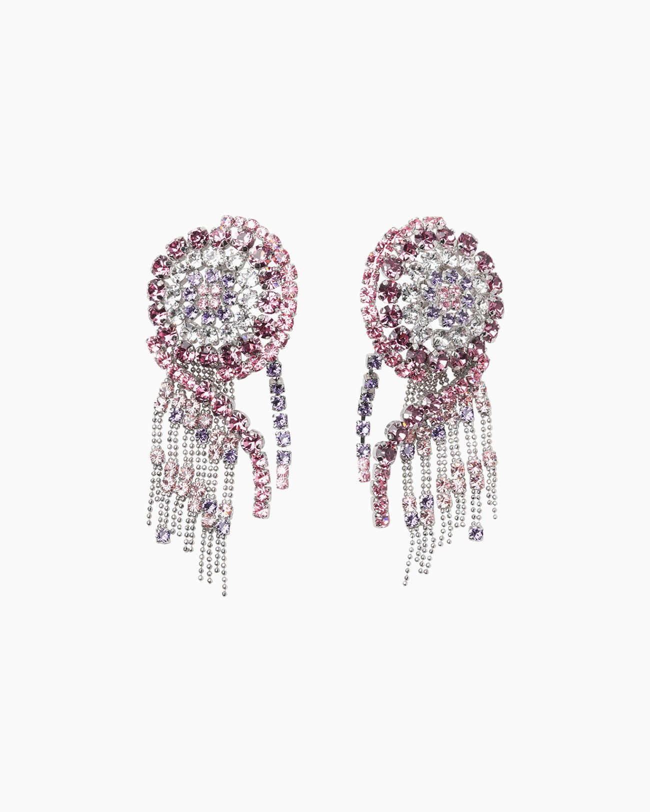 Pastel Crystal Fringe Earrings - pink