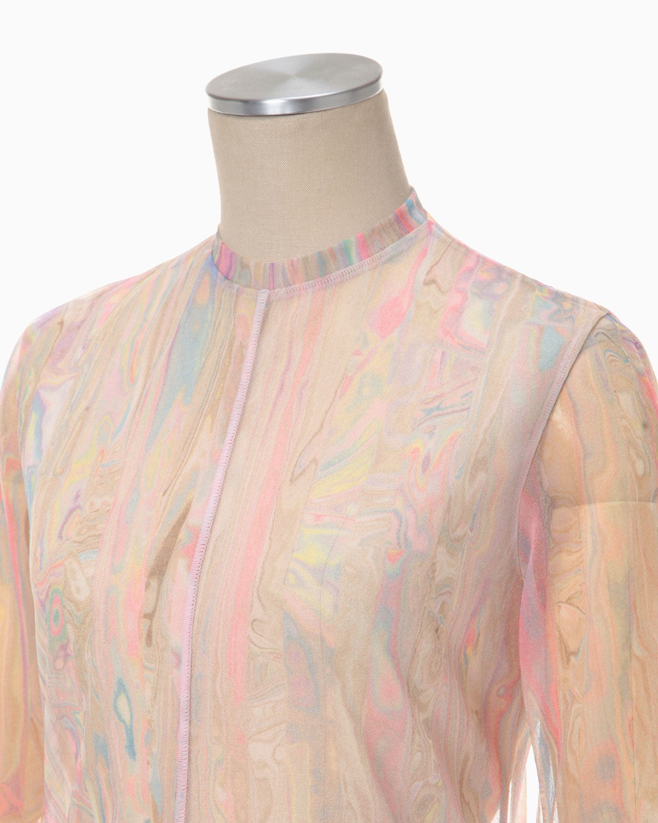 売れ筋ランキング Marble Print Sheer Jersey Crew Neck Top tdh