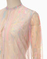 Marble Print Sheer Jersey Crew Neck Top - pink - Mame Kurogouchi