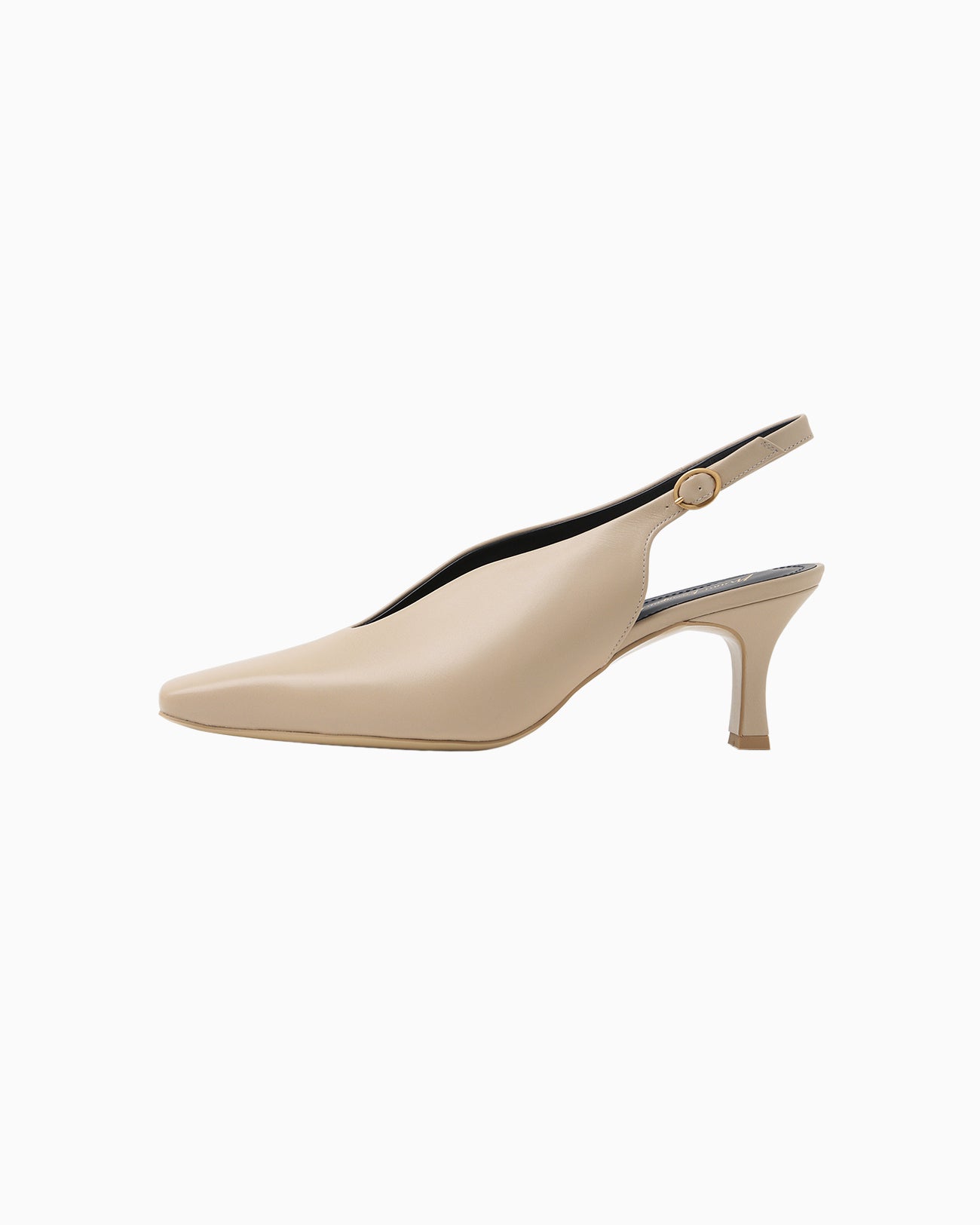 Curved Line Sling Back Heels - beige - Mame Kurogouchi