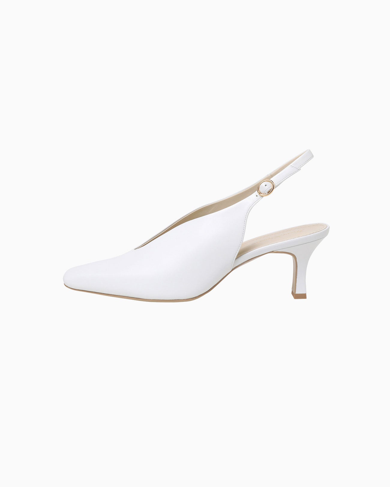 Curved Line Sling Back Heels - white - Mame Kurogouchi