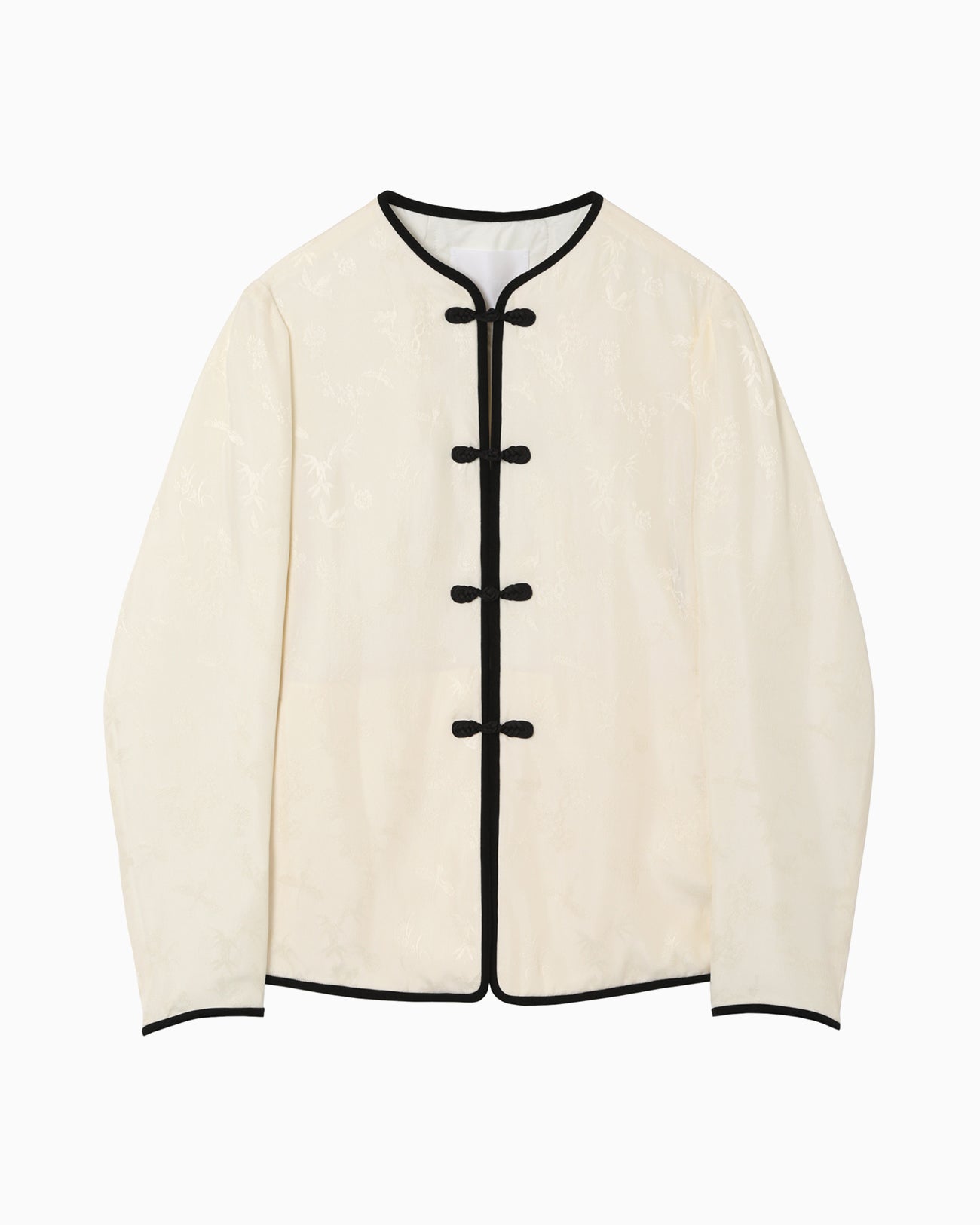 Crane Pattern Jacquard Jacket - ecru