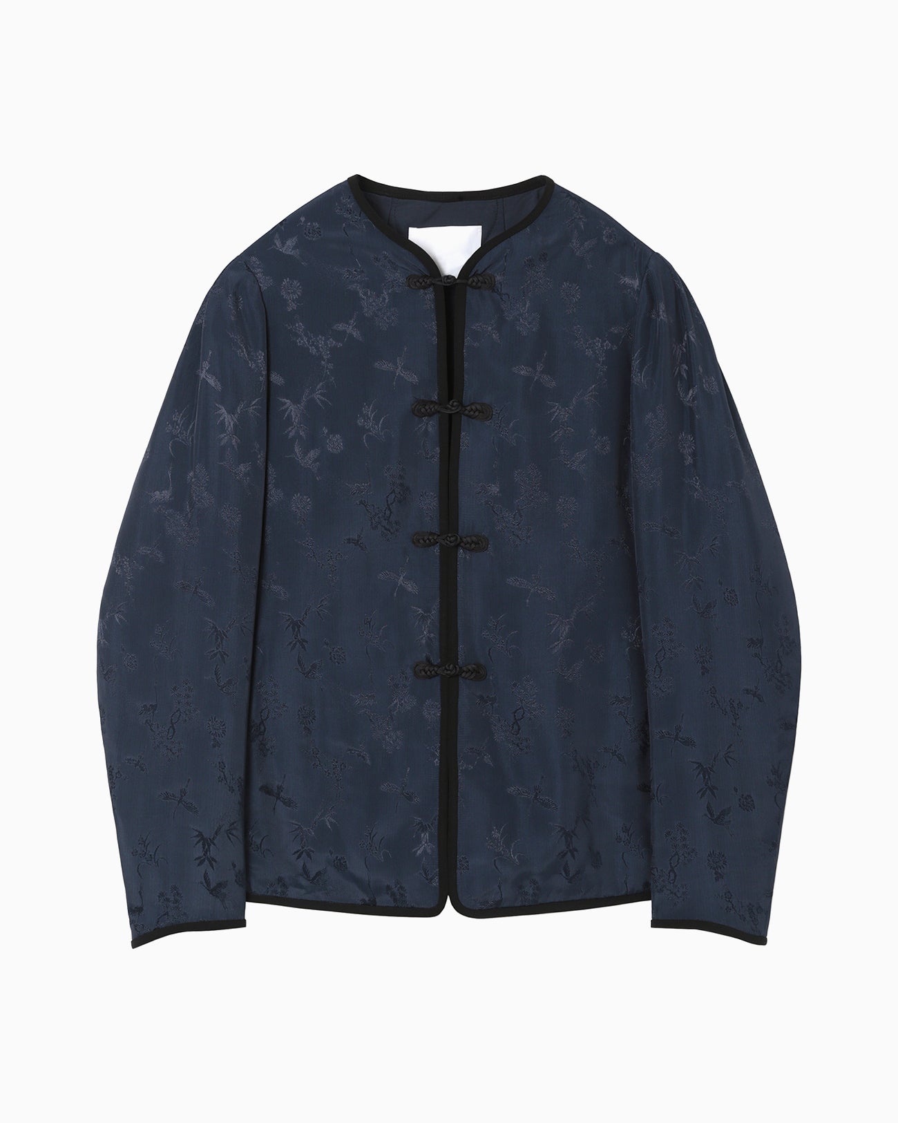 Crane Pattern Jacquard Jacket - navy