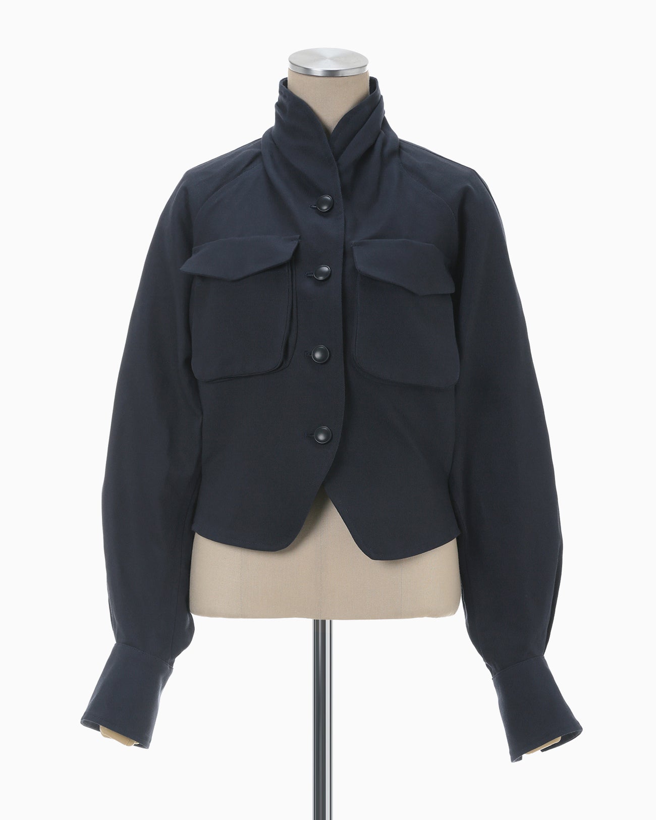 Cotton Linen Twill Short Jacket - navy - Mame Kurogouchi