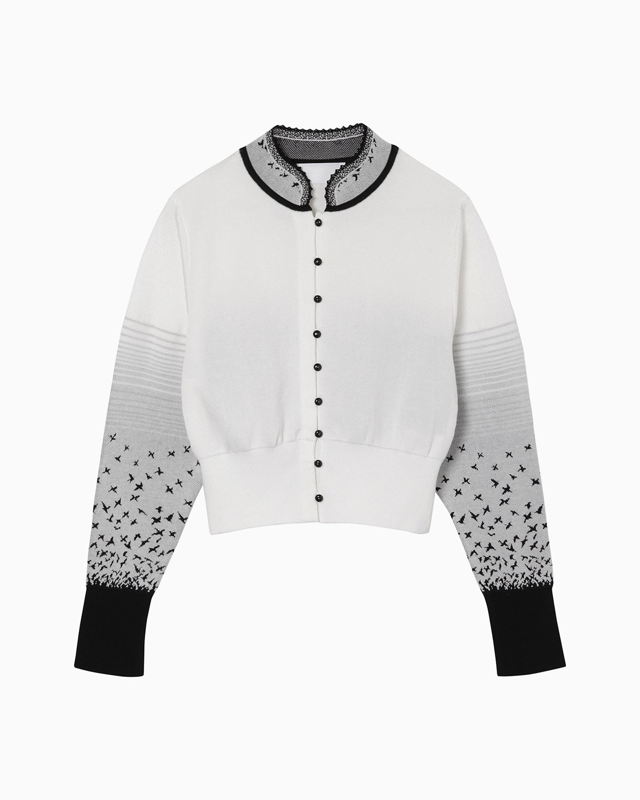 Crane Pattern Jacquard Knitted Cardigan | residence2b.ch