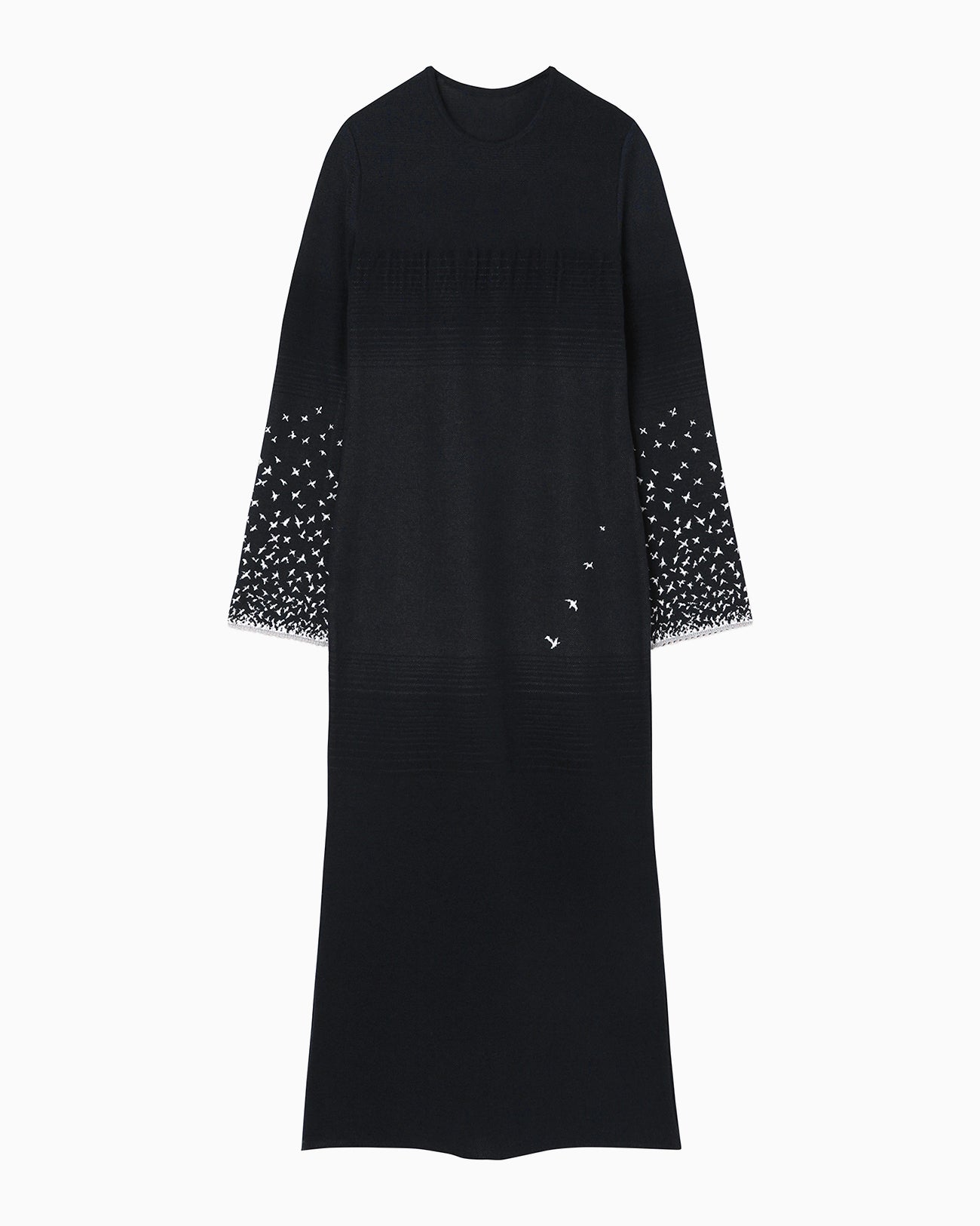 Crane Pattern Jacquard Knitted Dress - navy