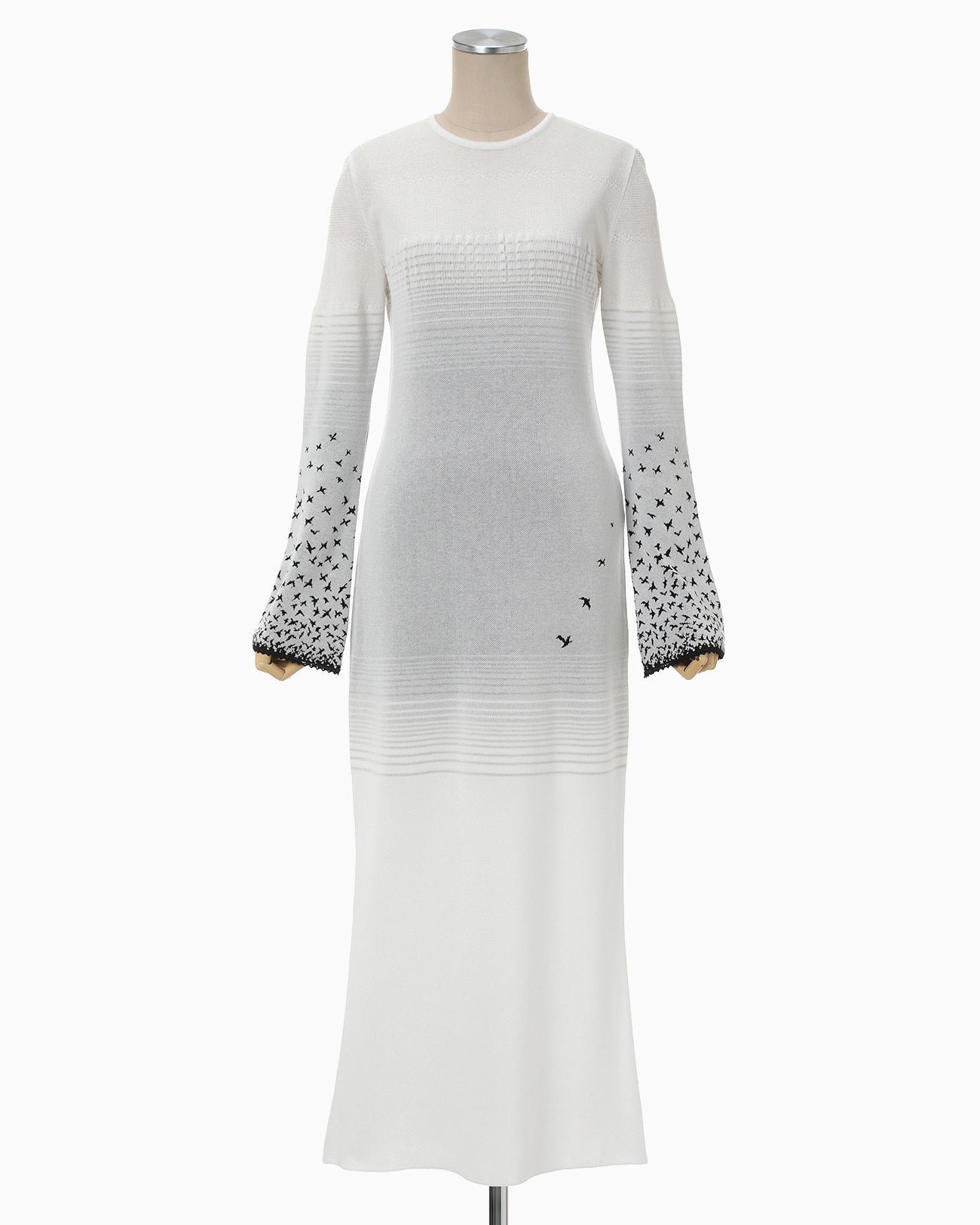 Crane Pattern Jacquard Knitted Dress - white - Mame Kurogouchi