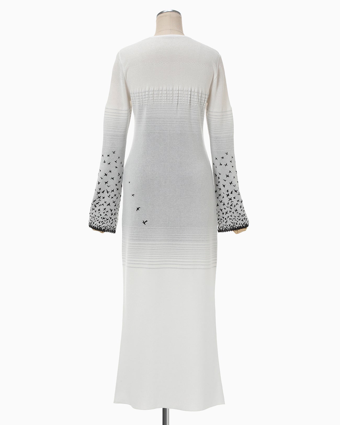 Crane Pattern Jacquard Knitted Dress - white - Mame Kurogouchi