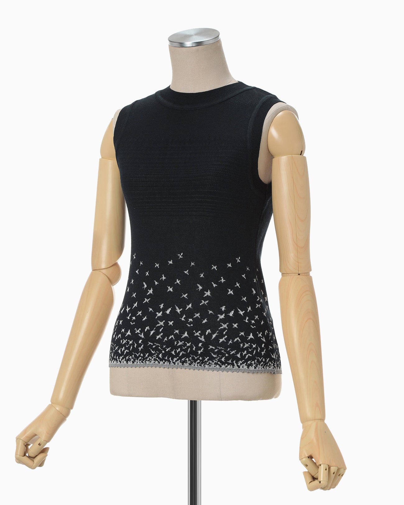 Crane Pattern Jacquard Knitted Top - navy