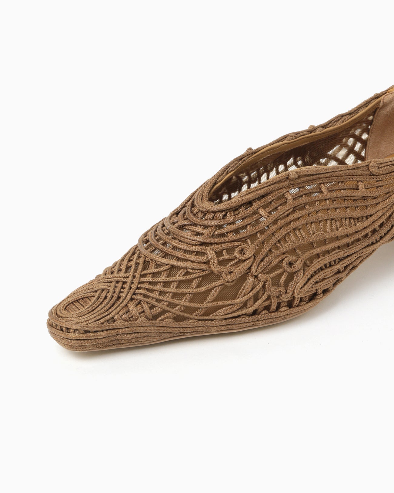 Cord Embroidery Egg Heel Pumps - brown - Mame Kurogouchi