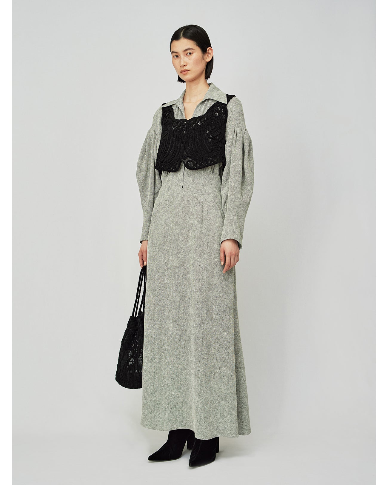 Stripe Jacquard Dress - green - Mame Kurogouchi