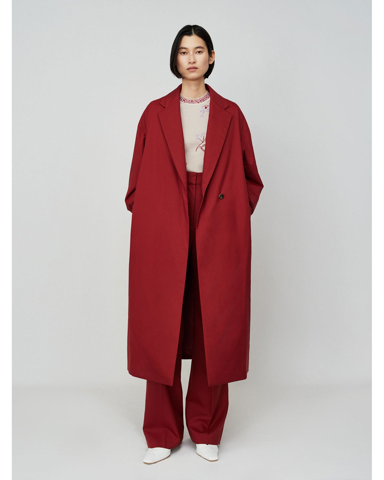 High Waisted Flared Suits Trousers - bordeaux - Mame Kurogouchi