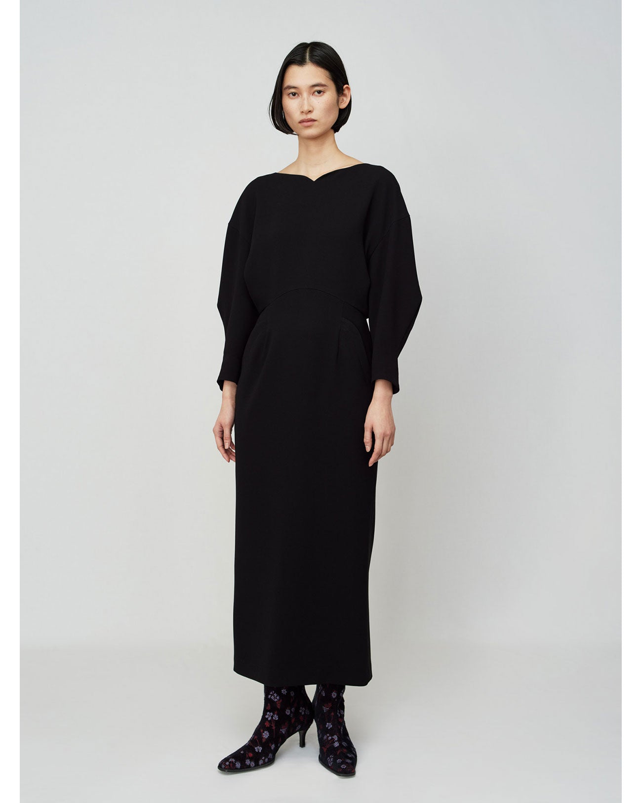 くつろぎカフェタイム mame kurogouchi マメ Boat Neck Dress Black