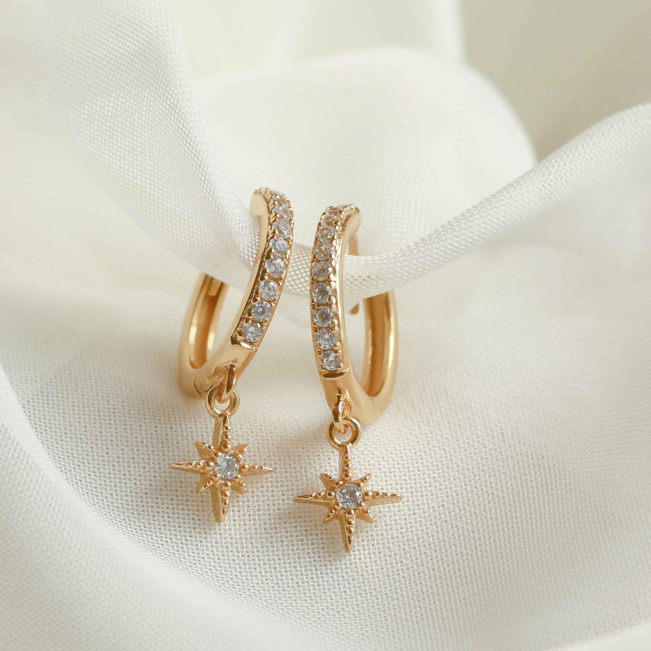 Crystal Star Gold Hoops | Astrid & Miyu Earrings