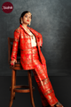Multicolor red brocade with offwhite