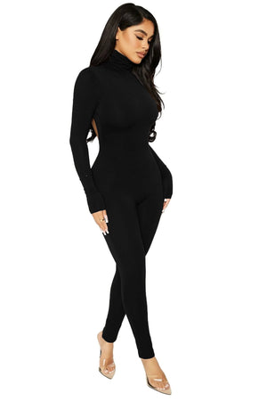 Black Long Sleeve Jumpsuit - Wolf