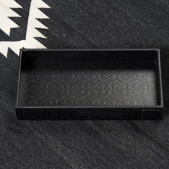 Tablett Rechteckig ICON aus Leder geprägt - black