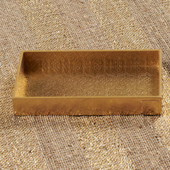 Rectangular ICON tray in embossed leather - gold