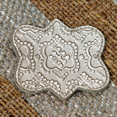 Leather coaster ICON embossed - silver