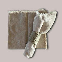 DORIS linen napkin - beige/white