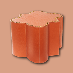 ICON side table in embossed leather - orange