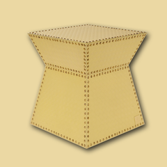 Stool side table PYRAMID IN LOVE in leather - vanilla