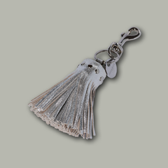 VERSAILLES leather key fob - silver