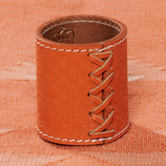 ICON embossed leather napkin ring - orange