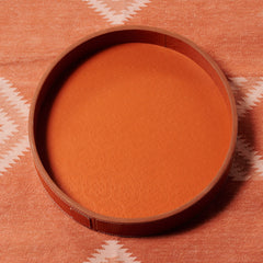 Round ICON tray in embossed leather - orange
