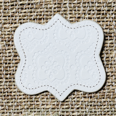 Leather coaster ICON embossed - white