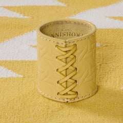 VIENNA leather embossed napkin ring - vanilla