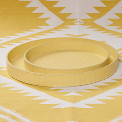 Tray Round VIENNA embossed leather - vanilla