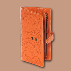 Western TUCSON wallet in embossed leather - orange