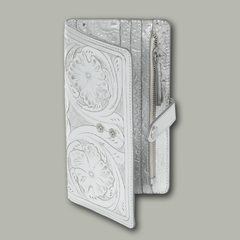 Portemonnaie Western TUCSON aus Leder geprägt - silver