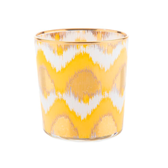 Water glass IKAT - yellow