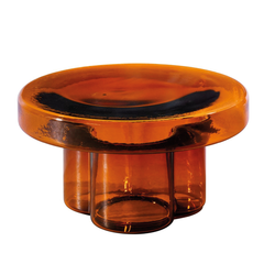Couchtisch aus Glas von Miniforms im Farbton amber
